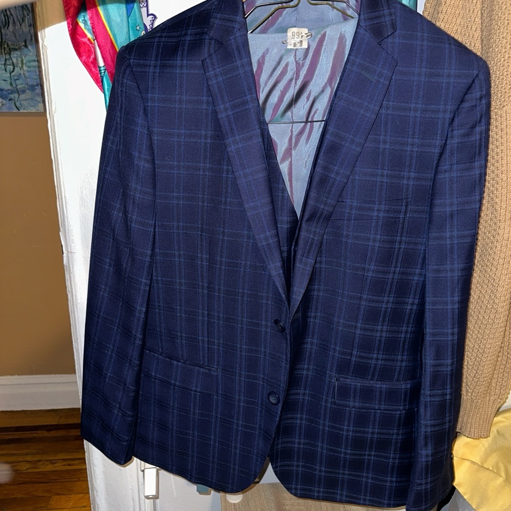 Men’s navy three piece suit